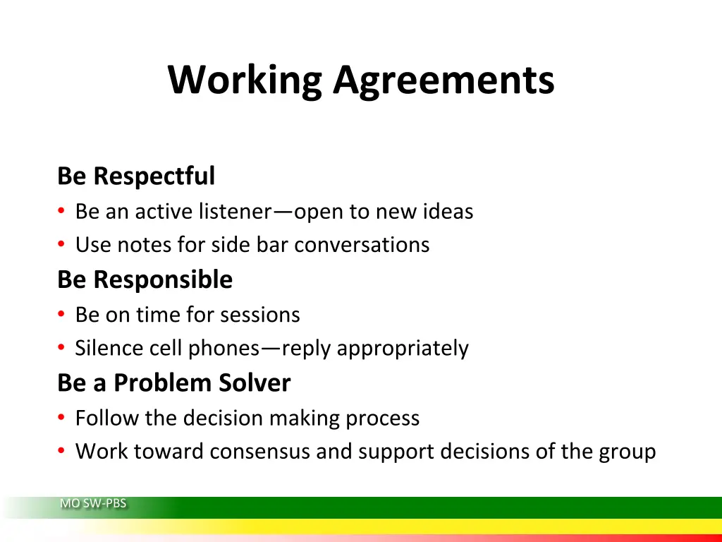 working agreements