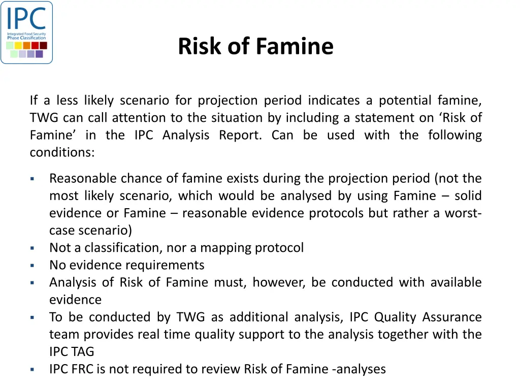 risk of famine