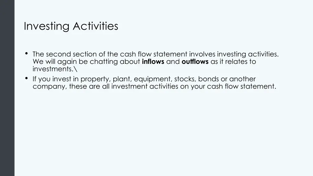 investing activities