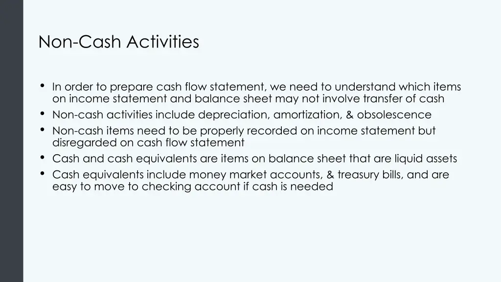 non cash activities