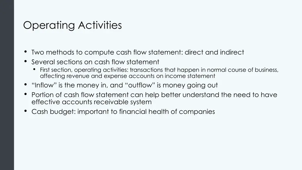 operating activities