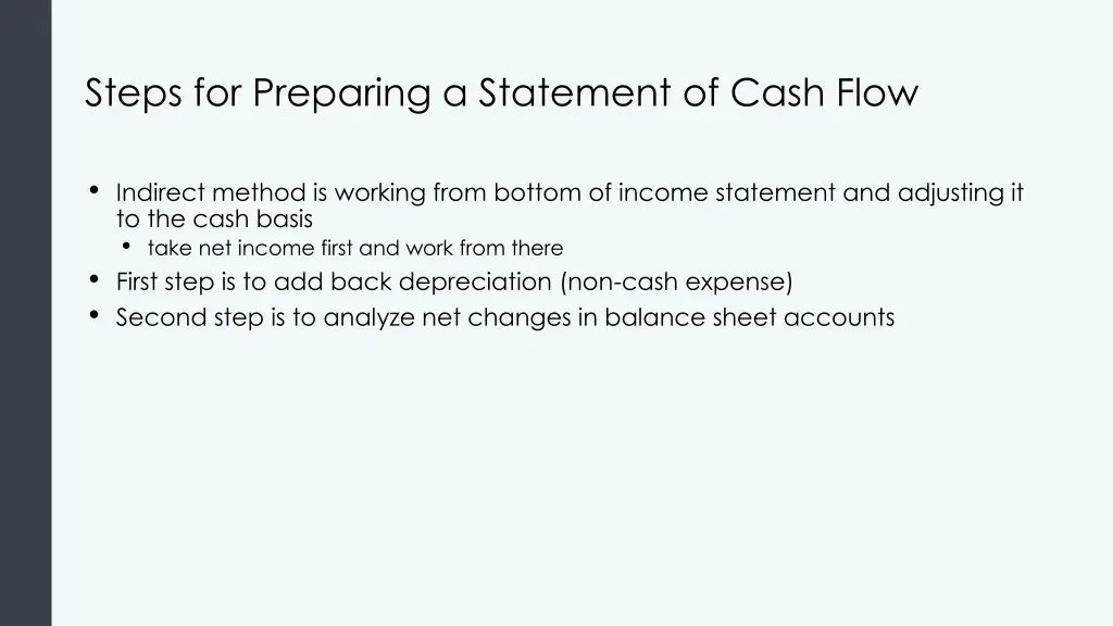 steps for preparing a statement of cash flow