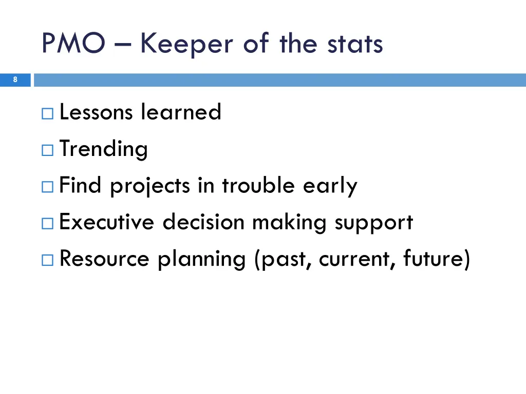 pmo keeper of the stats