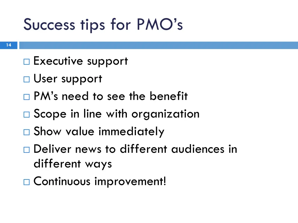 success tips for pmo s