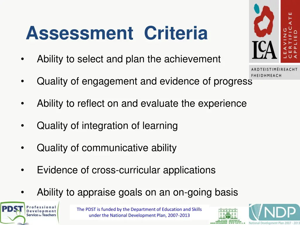 assessment criteria