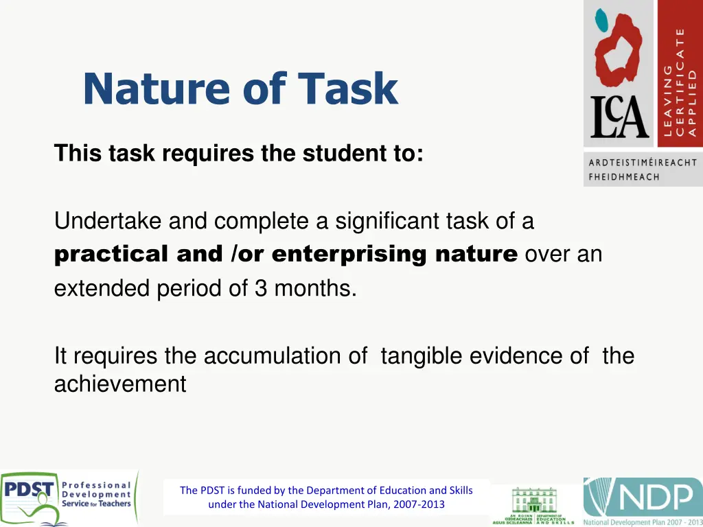 nature of task