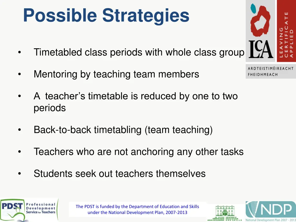 possible strategies