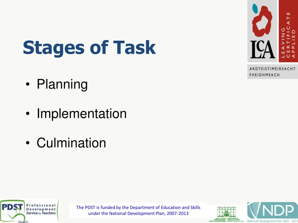 stages of task