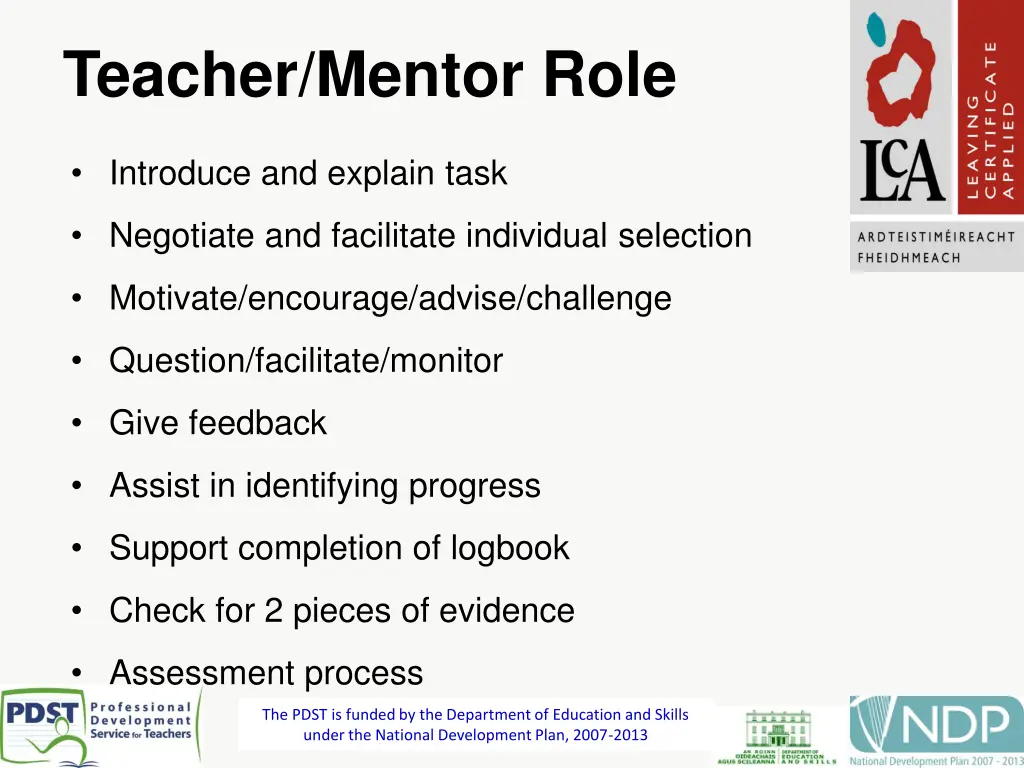 teacher mentor role
