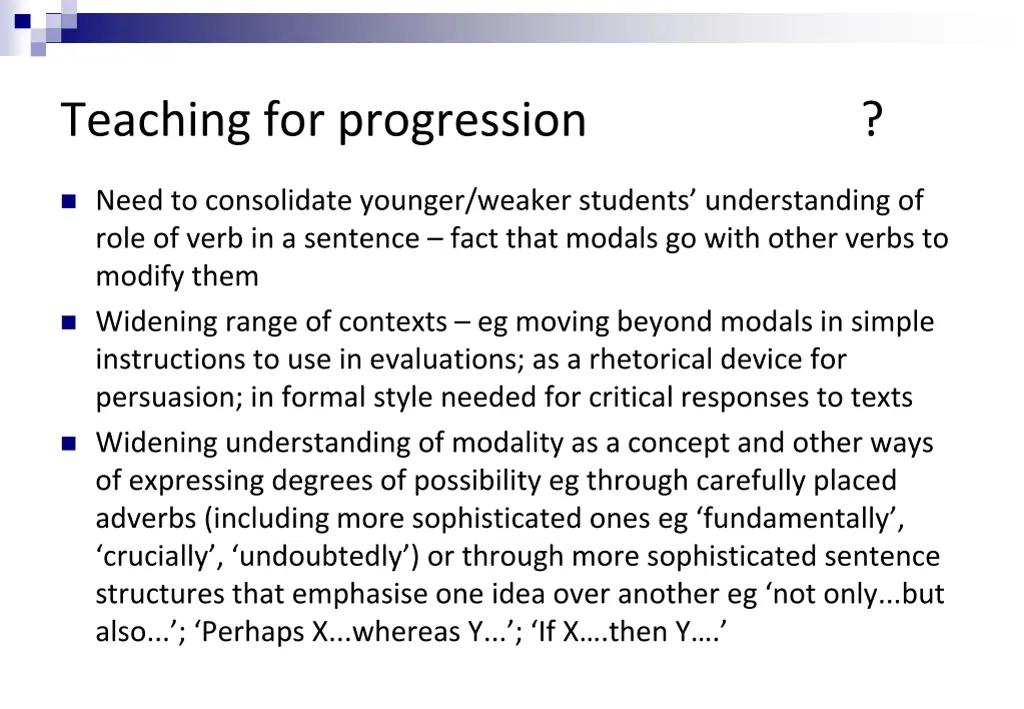 teaching for progression 1