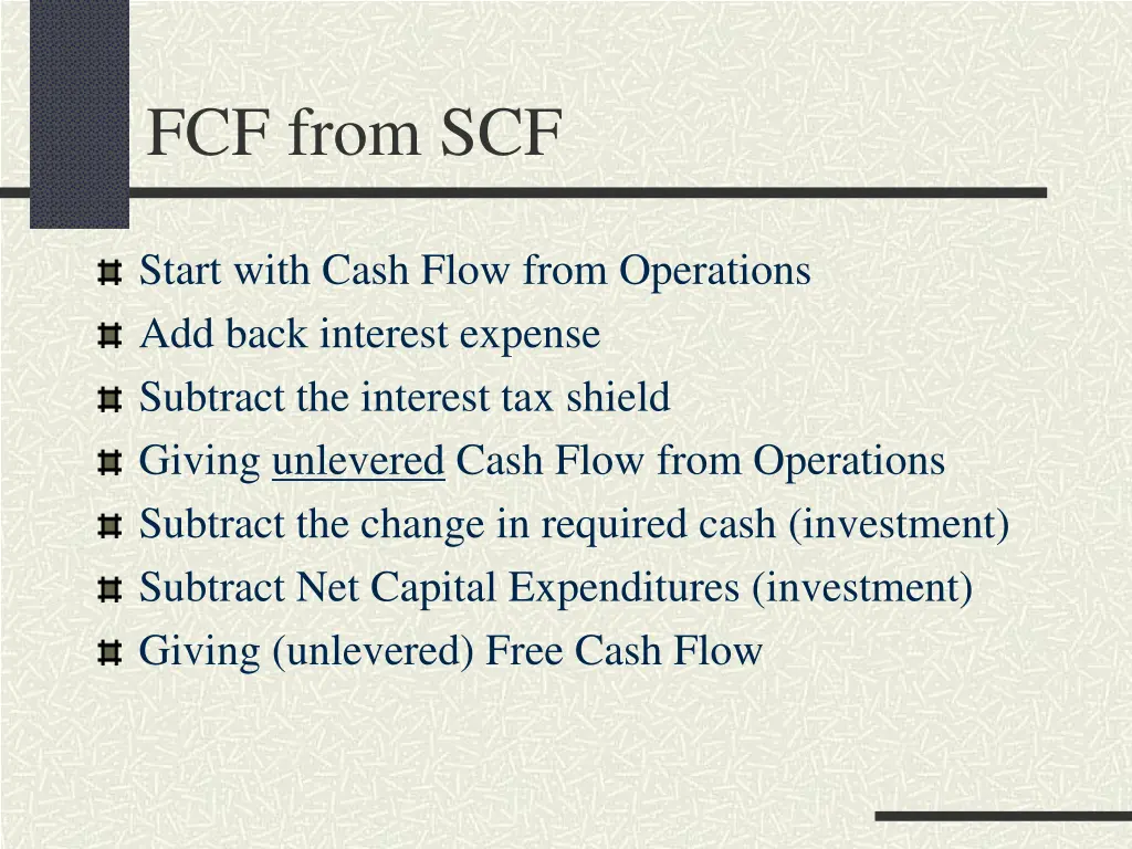 fcf from scf