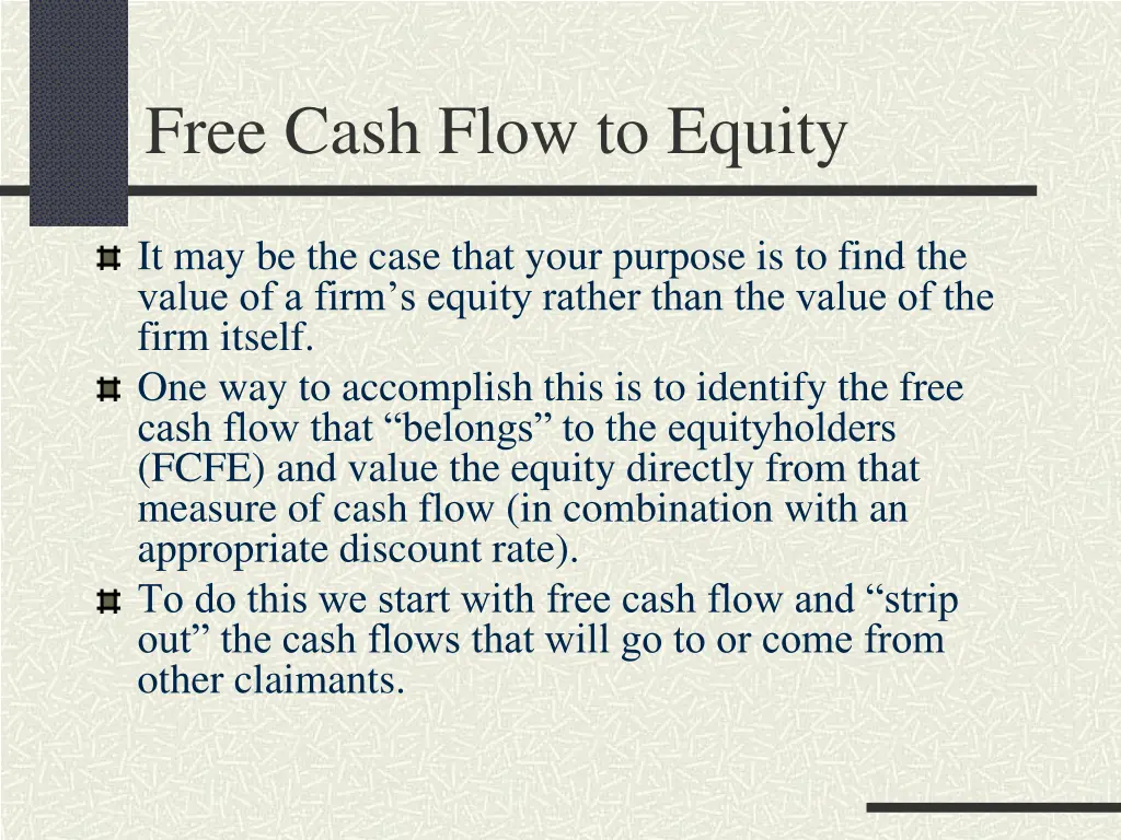 free cash flow to equity