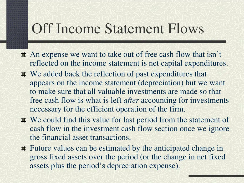 off income statement flows