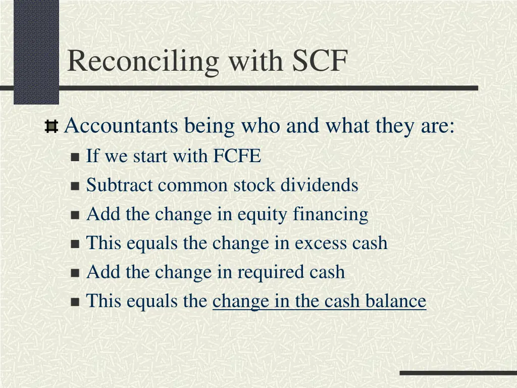 reconciling with scf