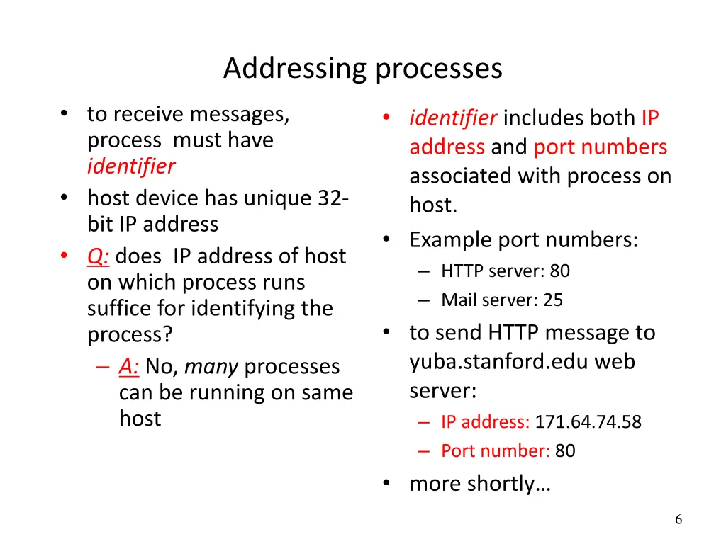 addressing processes