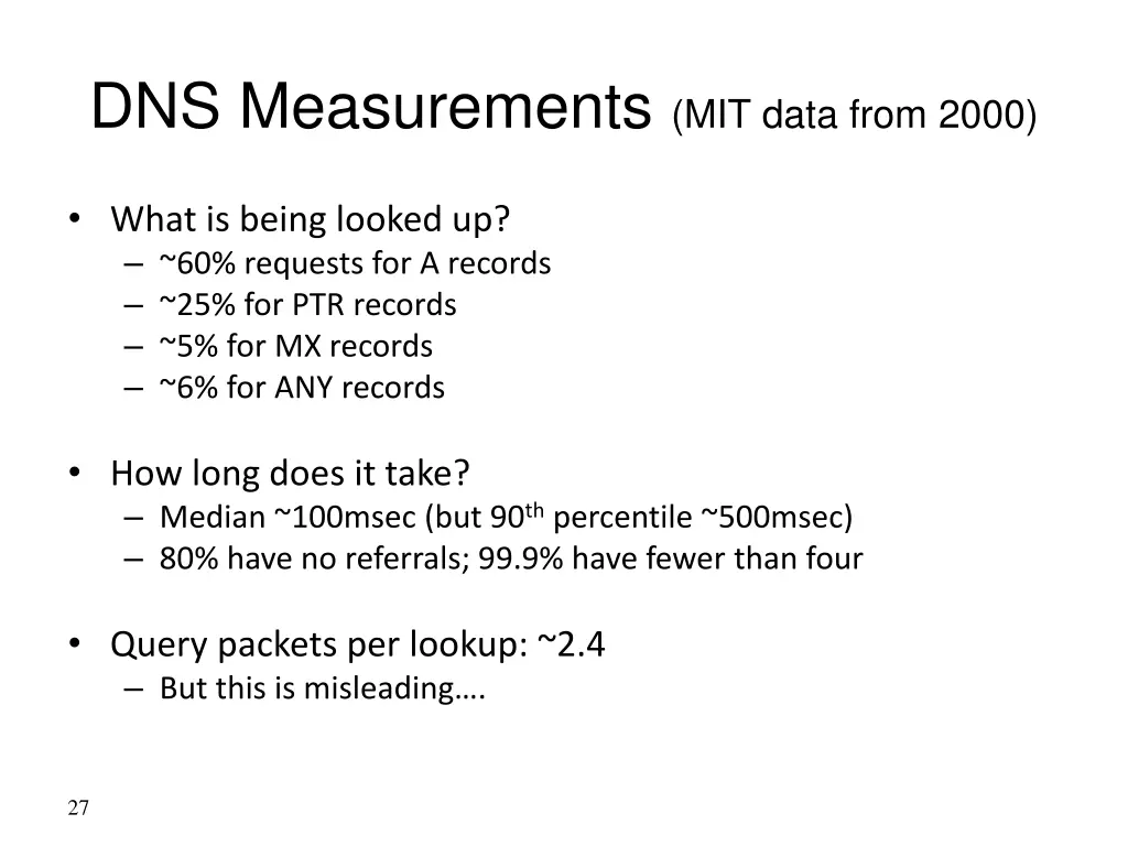 dns measurements mit data from 2000