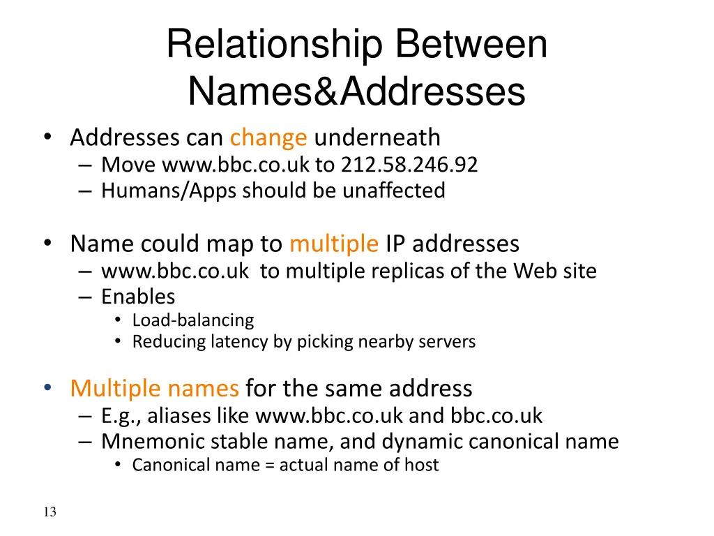 relationship between names addresses addresses