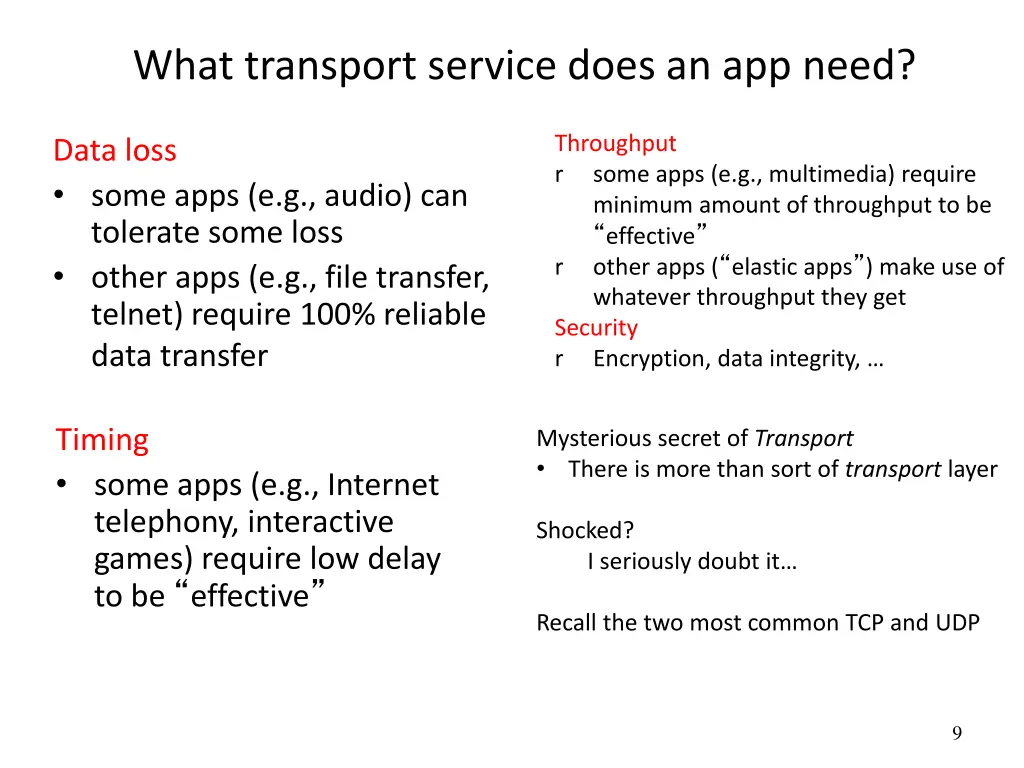 what transport service does an app need