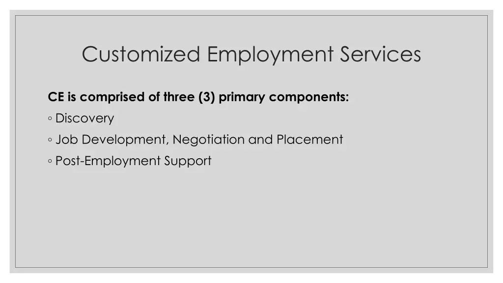 customized employment services