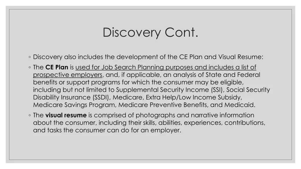 discovery cont