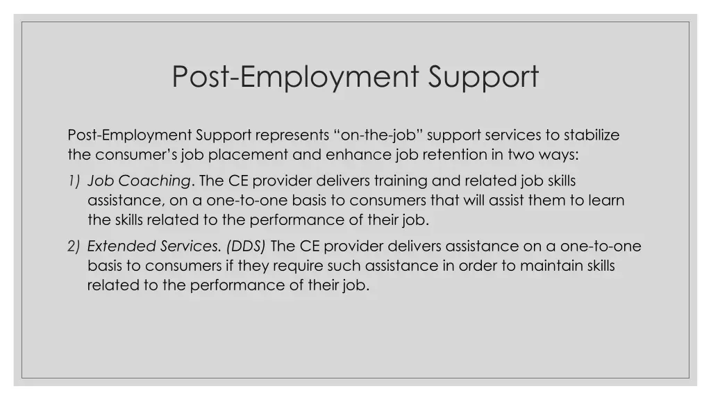 post employment support