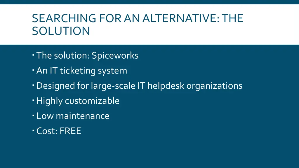 searching for an alternative the solution