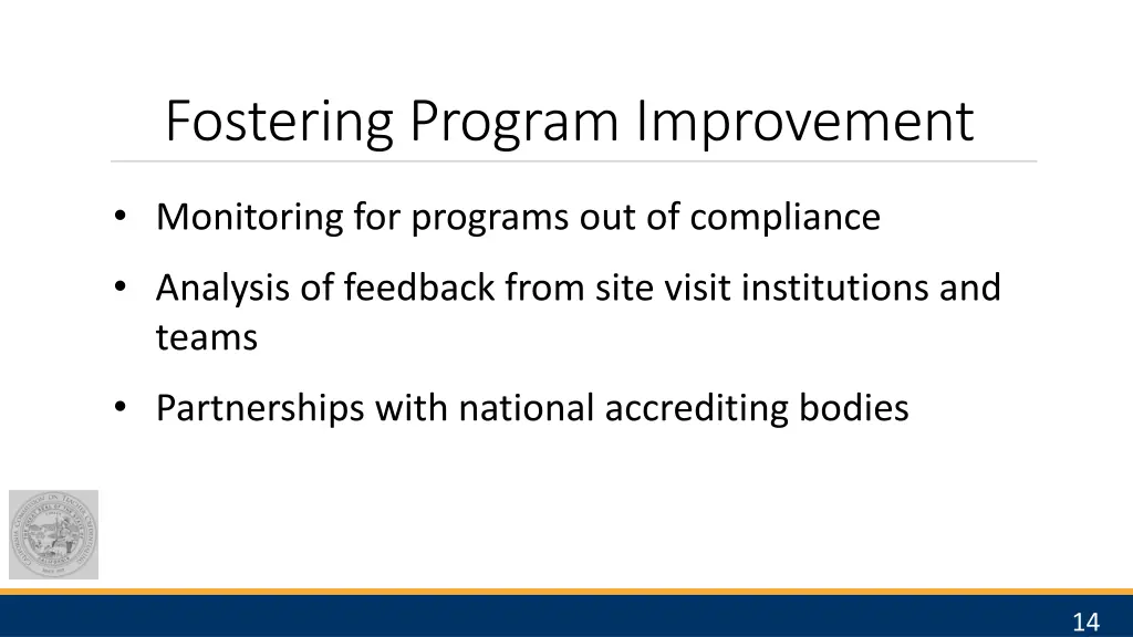 fostering program improvement
