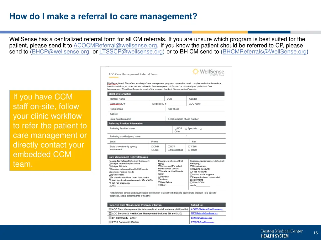 how do i make a referral to care management