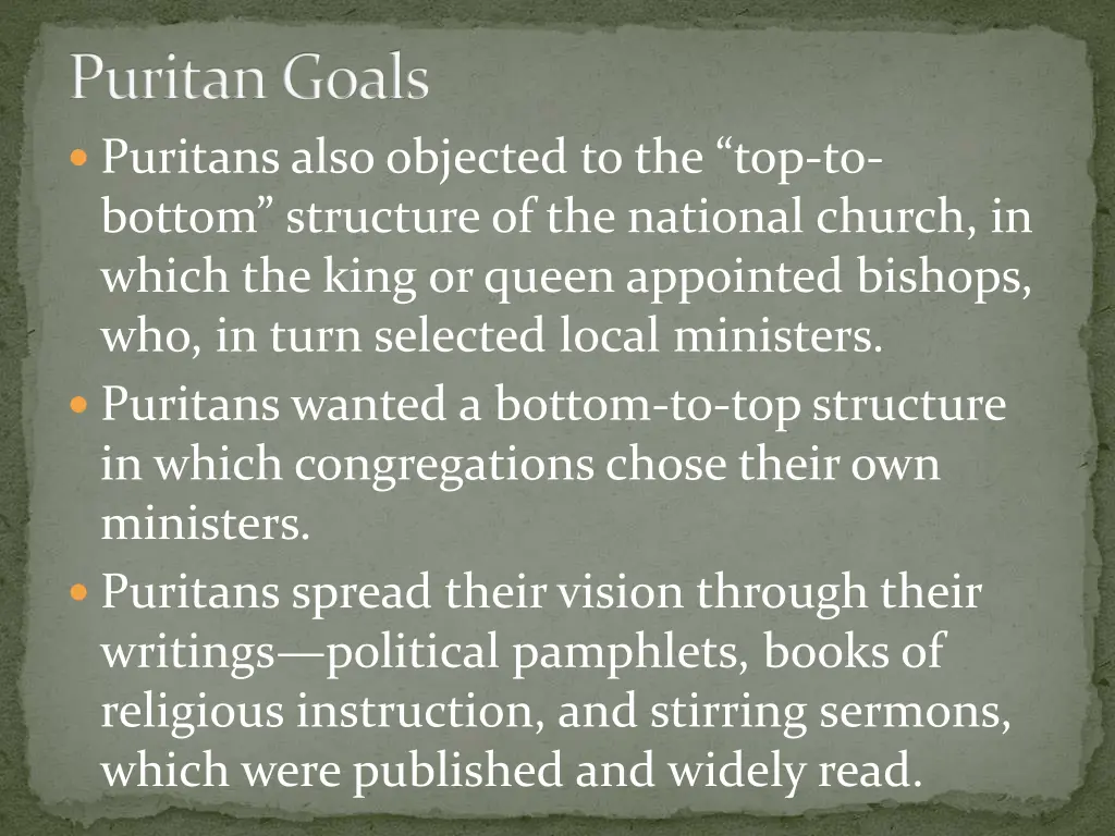 puritan goals 1