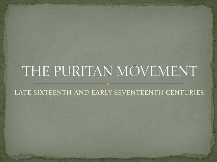 the puritan movement