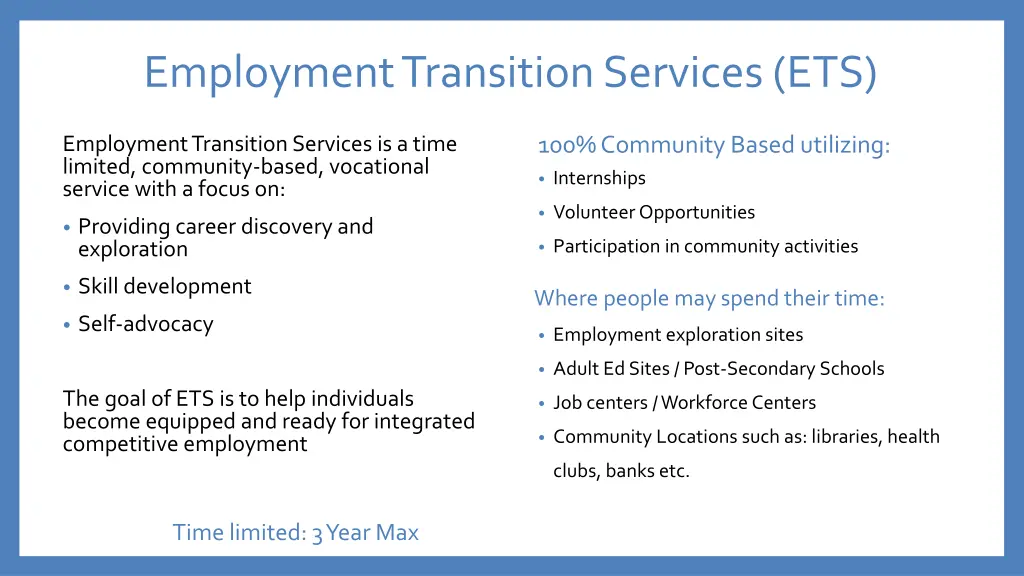 employment transition services ets