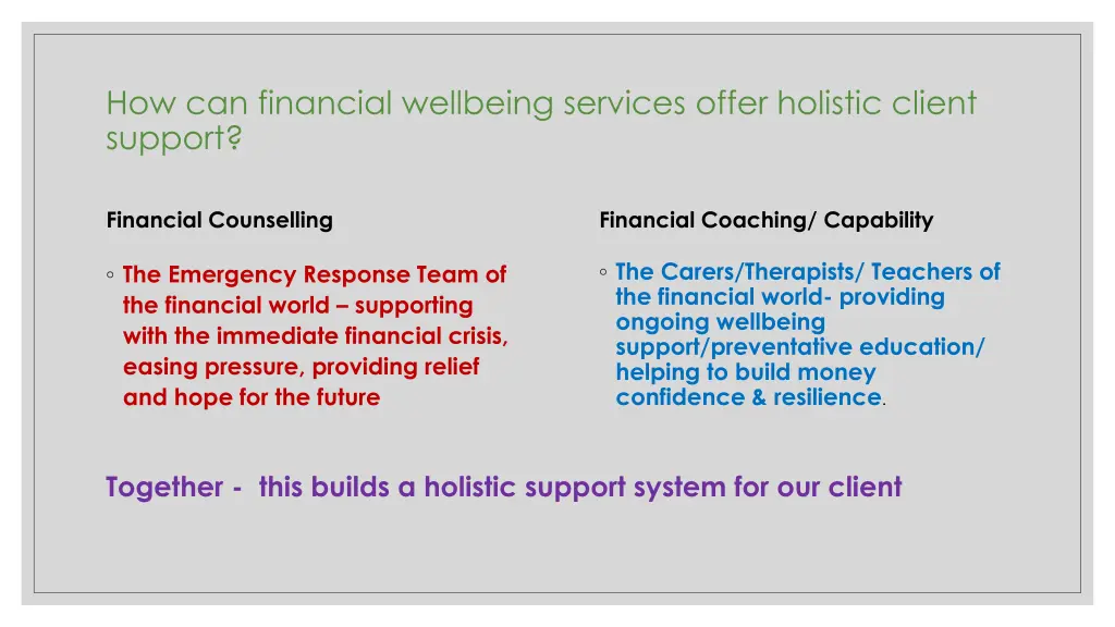 how can financial wellbeing services offer