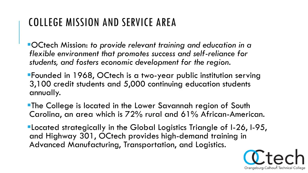 college mission and service area