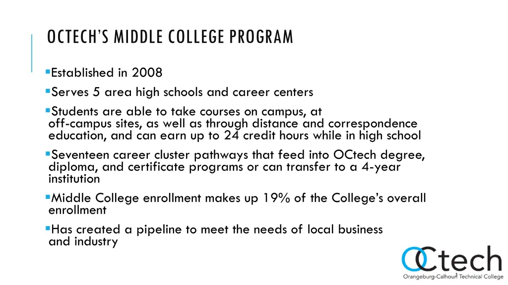 octech s middle college program