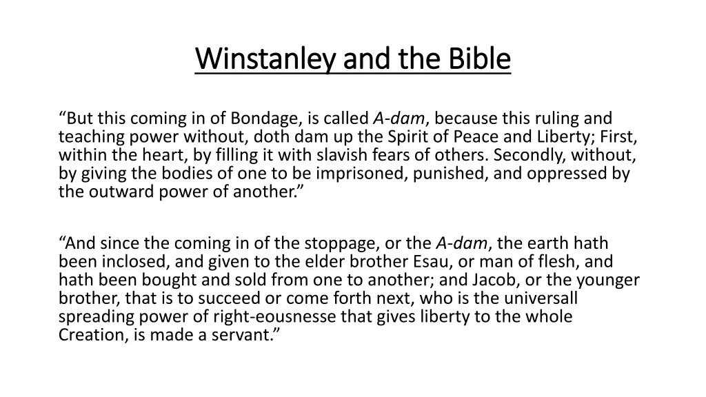winstanley and the bible winstanley and the bible