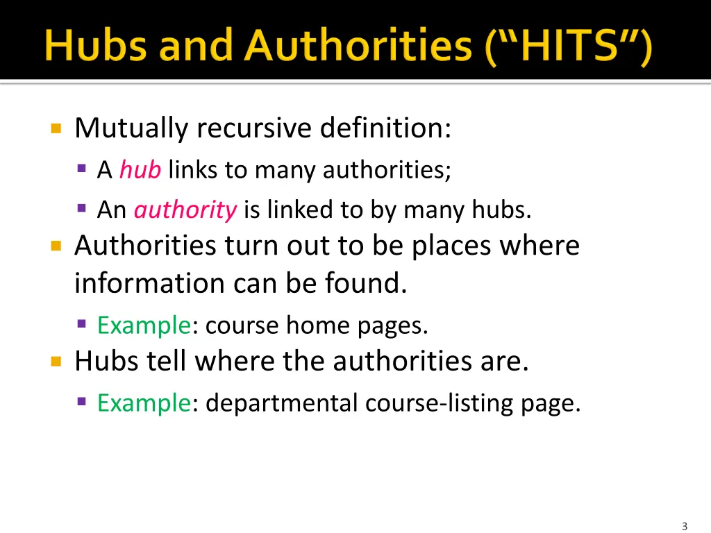 mutually recursive definition a hub links to many