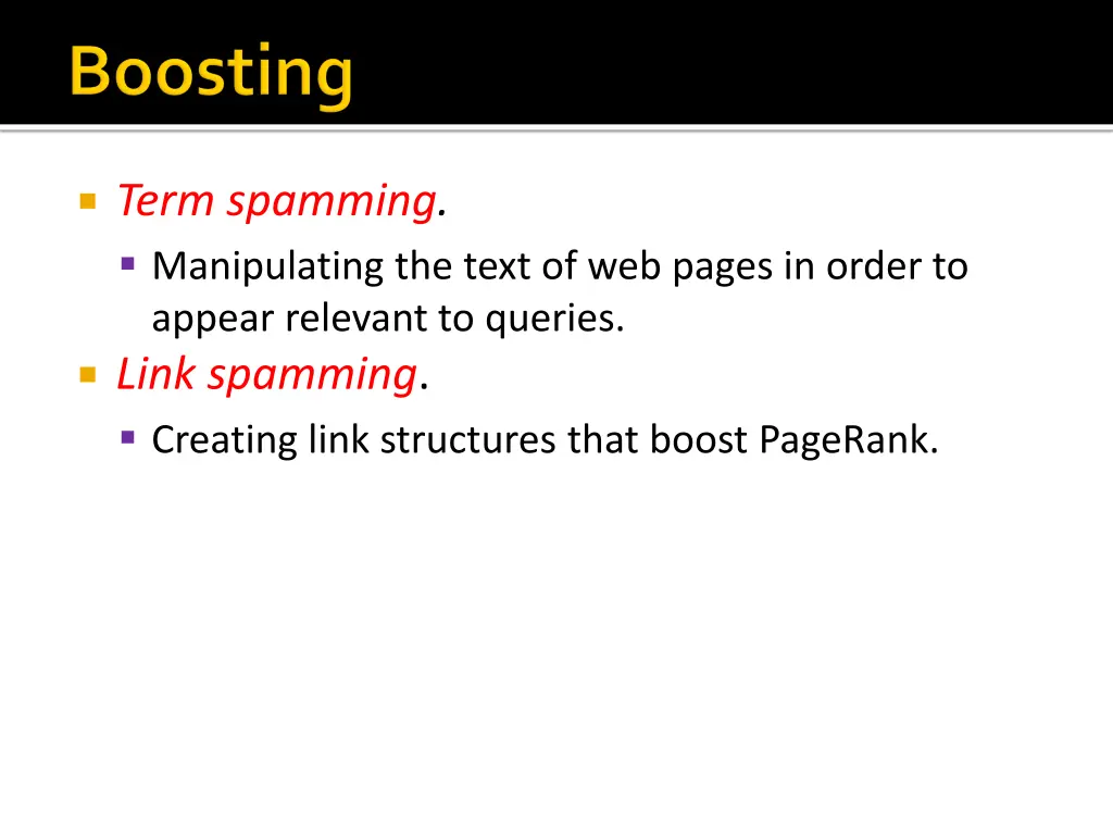 term spamming manipulating the text of web pages