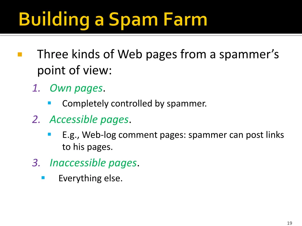 three kinds of web pages from a spammer s point