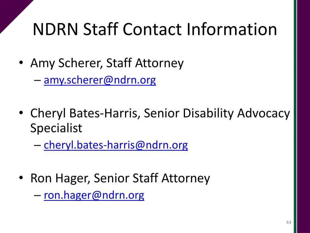 ndrn staff contact information
