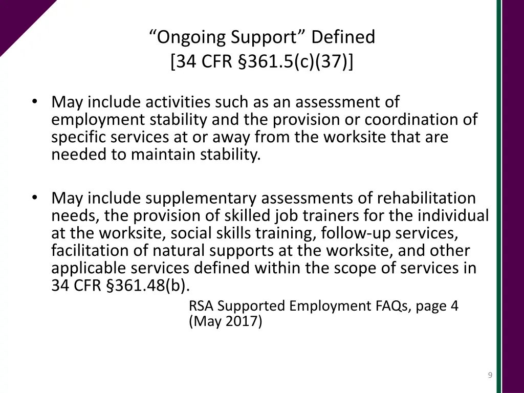 ongoing support defined 34 cfr 361 5 c 37
