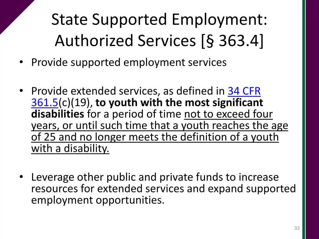 state supported employment authorized services