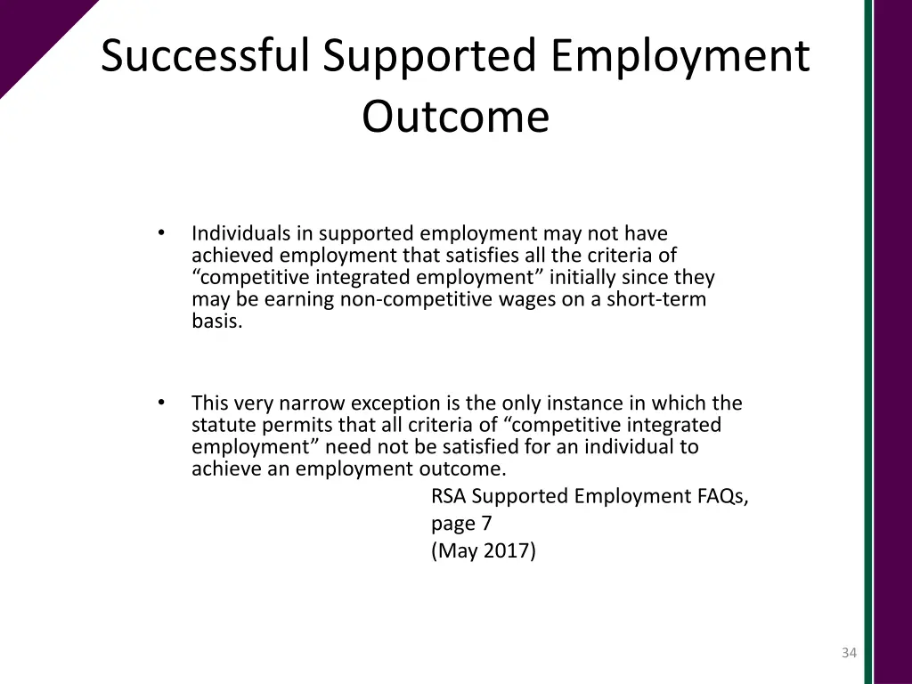 successful supported employment outcome