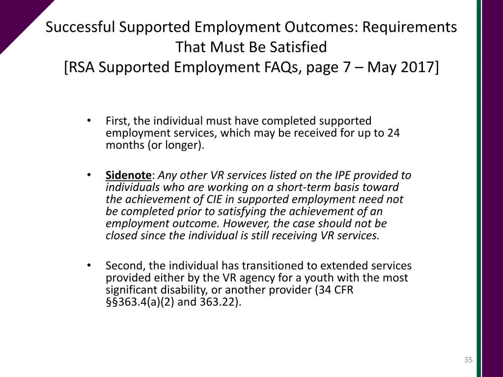 successful supported employment outcomes