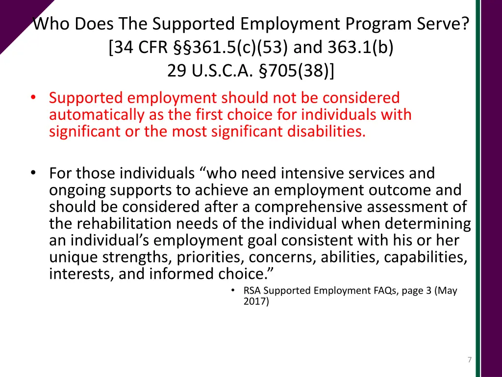 who does the supported employment program serve 1