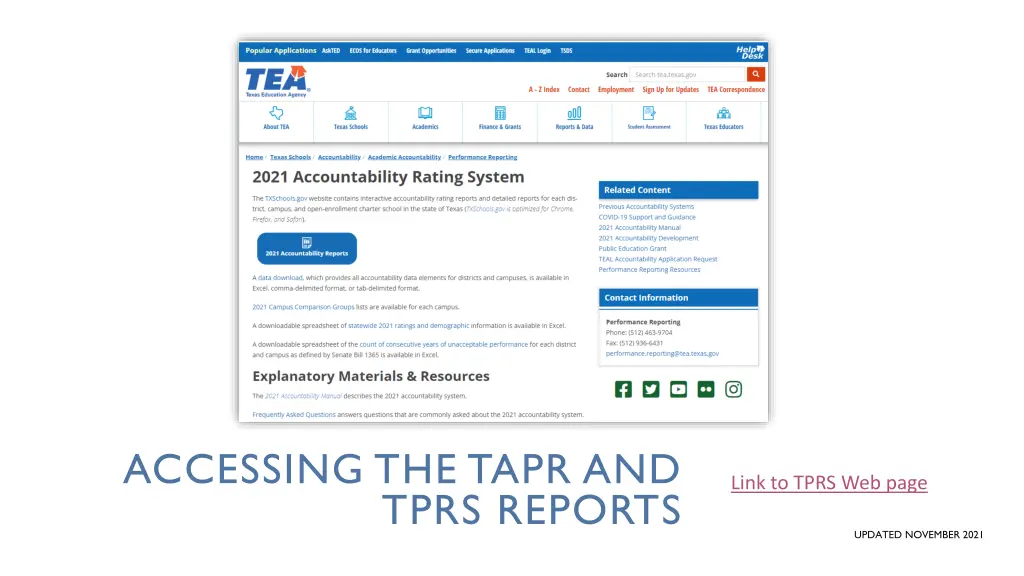 accessing the tapr and tprs reports 1