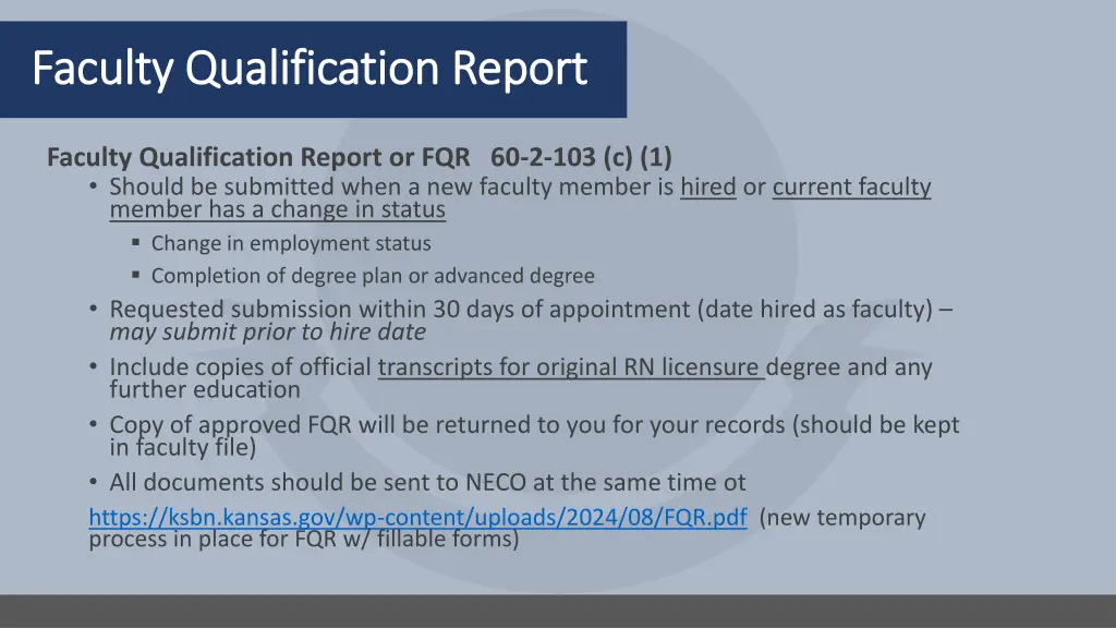 faculty qualification report faculty