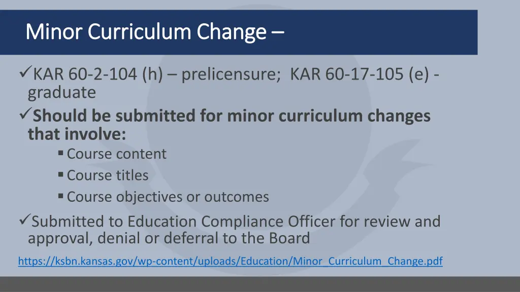 minor curriculum change minor curriculum change