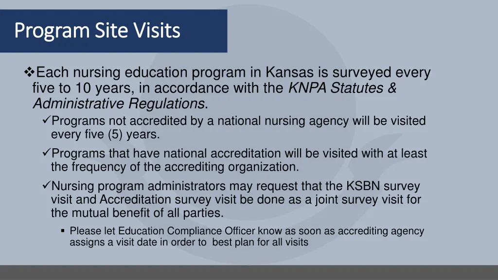 program site visits program site visits