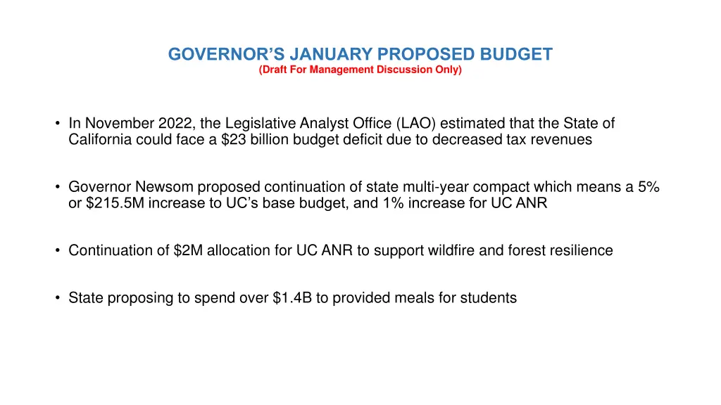 governor s january proposed budget draft