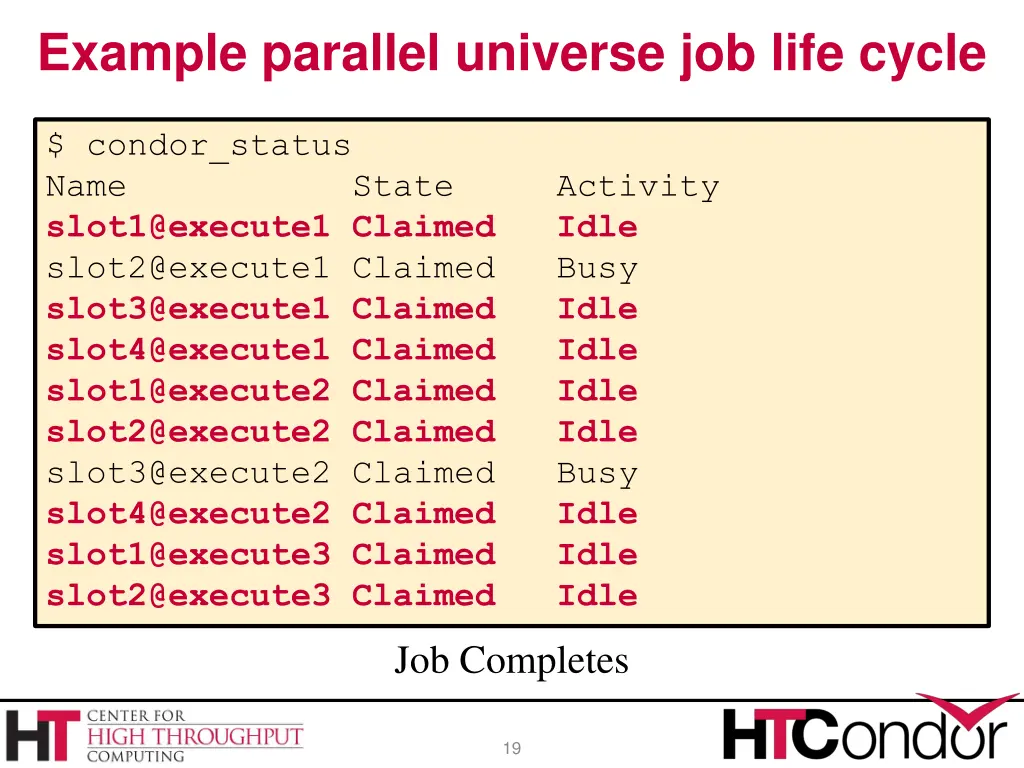 example parallel universe job life cycle 12